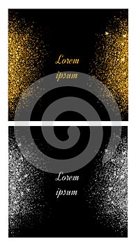 Abstract gold and silver glitter background. Bright sparkles fo