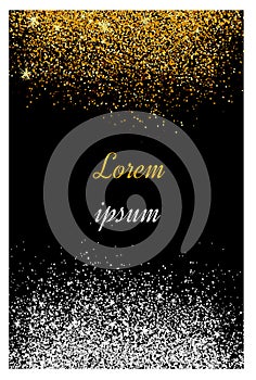 Abstract gold and silver glitter background. Golden sparkles for