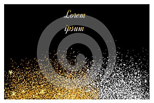 Abstract gold and silver glitter background. Golden sparkles for