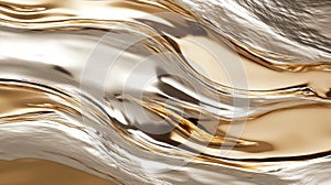 Abstract Gold and Silver Liquid Wave Design