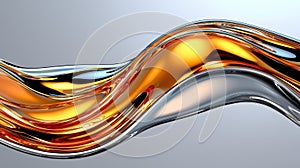 Abstract Gold and Silver Liquid Wave Flowing Dynamically on Gray Background
