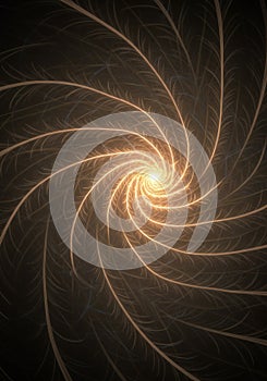 Abstract Gold Spiral Light and Dark Background