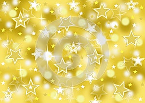 Abstract gold star bokeh celebration background with sparkles