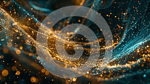 Abstract Gold And Teal Sparkle Light Trails Background