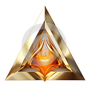 an abstract gold triangle with a light shining through it as well as the shape of