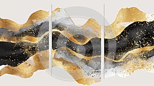 The abstract gold wall arts collection is a collection of four triptych wall art moderns. The art works are to be used