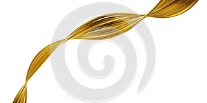 Abstract gold wave isolated on white background 3D render