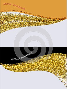 Abstract Gold Waves Design. Shiny golden moving lines design element with glitter effect.