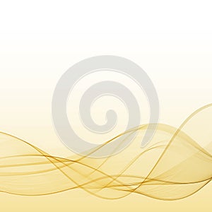 Abstract gold wavy on white background with golden color smooth curves wave lines for luxury background