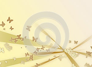 Abstract golden background with butterflies