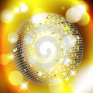 Abstract golden background with disco ball