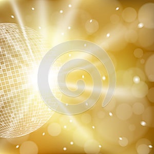 Abstract golden background with disco ball
