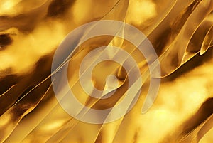 Abstract golden background with gradient waves lines and shadows, watercolor gold foil texture