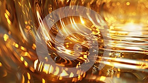 Abstract golden background of a tightly spiral emitting a vibrant glow. Gold liquid metal