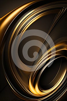 Abstract golden and black wavy curves background Generative AI