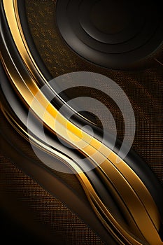 Abstract golden and black wavy curves background Generative AI