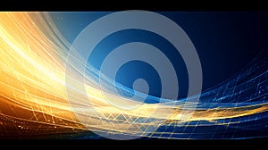 Abstract Golden and Blue Digital Network Flow