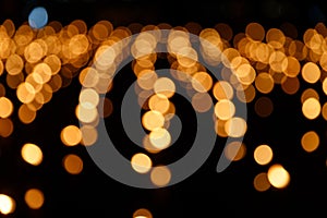 Abstract golden bokeh from candle light on black background