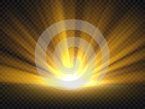 Abstract golden bright light. Gold shine burst vector illustration