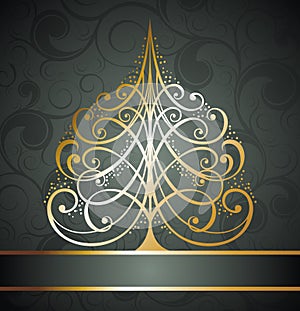 Abstract golden christmas tree background