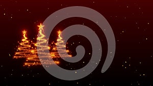 Abstract golden christmas tree on gradient red background