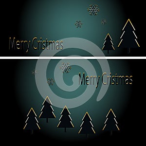 Abstract golden christmas trees on black background. Vector eps10 illustration