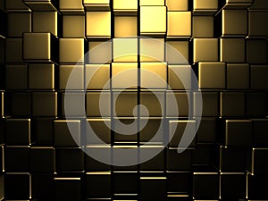 Abstract Golden Cubes Wall Background