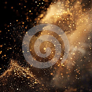 Abstract Golden Dust and Glitter Explosion