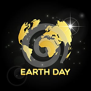 Abstract golden earth day globe