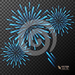 Abstract golden fireworks explosion on transparent background.