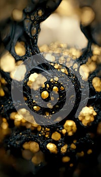 Abstract golden fractal background. Modern digital painting
