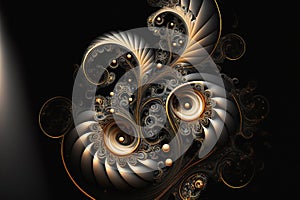 Abstract golden fractal. Generative AI