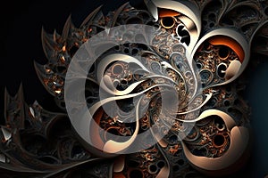 Abstract golden fractal. Generative AI