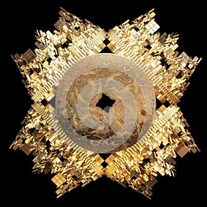 Abstract golden fractal iterated shape