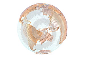 Abstract golden globe Earth, 3D rendering