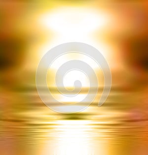 Abstract golden glowing sunset