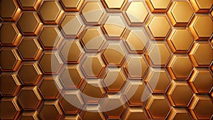 Abstract golden hexagonal pattern background texture a luxurious design element for modern projects. Generative AI
