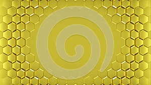 Abstract golden hexagons geometric surface. photo