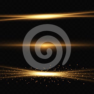 Abstract golden lights isolated Bright rays of light. Glowing lines. Vector illustration eps 10.