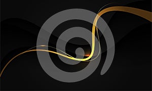 Abstract golden lines curve black shadow overlap with blank space design modern luxury futuristic creative background vector