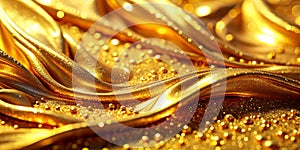 Abstract Golden Liquid Paint Background