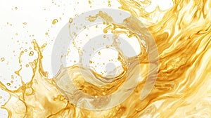 Abstract golden liquid waves on white background. Generative AI