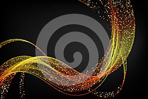 Abstract golden luxury wave mockup background. Flow gold glitters wave. Vector illustration