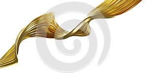 Abstract golden luxury wave on white background with copy space 3D render