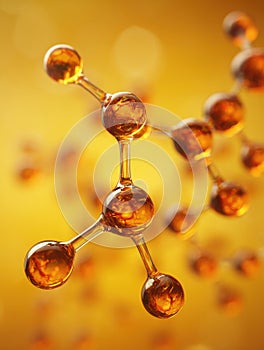 Abstract Golden Molecule Structure Science And Technology Amber Background