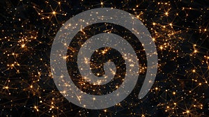 Abstract Golden Network On Black Background