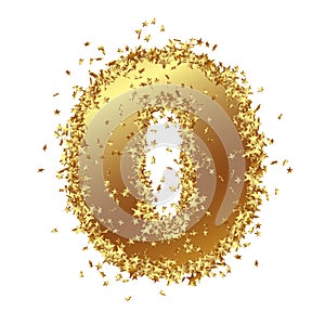 Abstract Golden Number with Starlet Border - Zero - Null - 0 photo