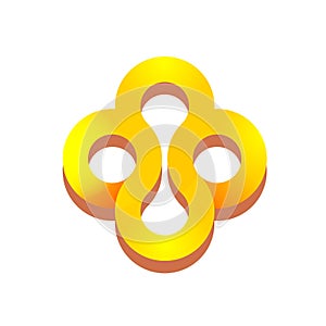 Abstract golden precious jewellery logo ornament vector icon concept, jewel geometric elegant loop insignia isolated on