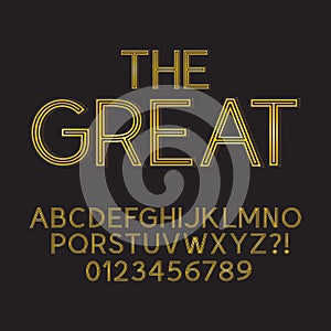 Abstract Golden Retro Font and Numbers