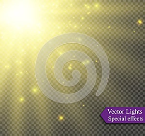 Abstract golden sparkler effect with white sparks modern design. Glow sparkling firework light. Sparkles light on transpare